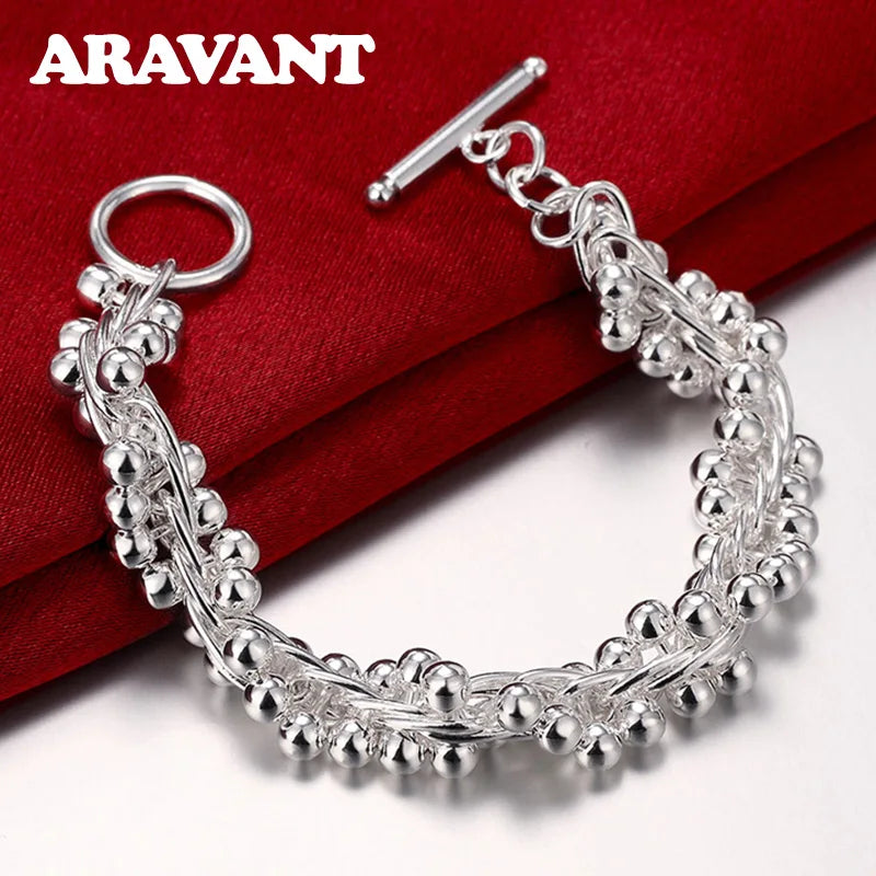925 Silver Grapes Beads Charm Bracelets Wedding Jewelry