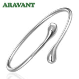 925 Silver Water Drop Bangle Women Cuff Bracelet Wedding Jewelry