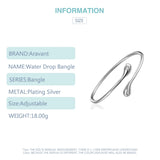 925 Silver Water Drop Bangle Women Cuff Bracelet Wedding Jewelry