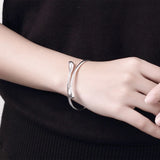 925 Silver Water Drop Bangle Women Cuff Bracelet Wedding Jewelry