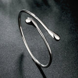 925 Silver Water Drop Bangle Women Cuff Bracelet Wedding Jewelry