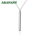 925 Silver Square Column Pendant Necklace Chain
