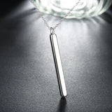 925 Silver Square Column Pendant Necklace Chain