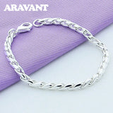 925 Silver Twisted Bracelets Chains For Women Men Jewelry