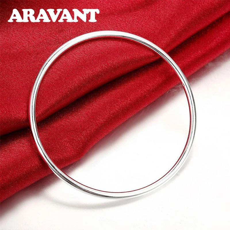 925 Silver Circle Bangle Women's Party Jewelry