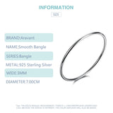 925 Silver Circle Bangle Women's Party Jewelry