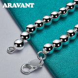 925 Silver Smooth Bead Bracelet Women Wedding Jewelry