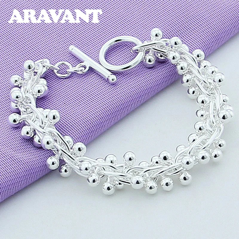 925 Silver Smooth Bead Chain Bracelet Wedding Jewelry
