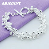 925 Silver Smooth Bead Chain Bracelet Wedding Jewelry