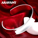 925 Silver Smooth Cuff Bracelets For Women