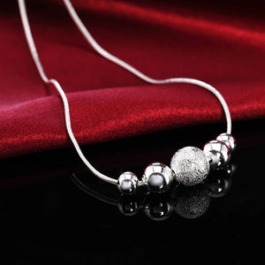 925 Silver Bead Ball Necklace Chains for Women Jewelry