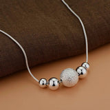 925 Silver Bead Ball Necklace Chains for Women Jewelry