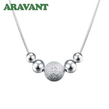 925 Silver Bead Ball Necklace Chains for Women Jewelry