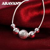 925 Silver Bead Ball Necklace Chains for Women Jewelry
