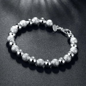 925 Silver 8MM Beads Chain Bracelet for Women