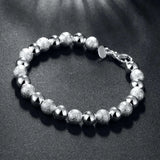 925 Silver 8MM Beads Chain Bracelet for Women
