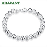 925 Silver 8MM Beads Chain Bracelet for Women