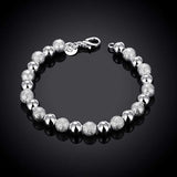 925 Silver 8MM Beads Chain Bracelet for Women