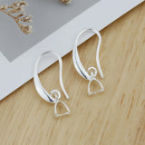 925 Silver Smooth Women Copper Earrings Hooks Wire Clip Crystal DIY Jewelry