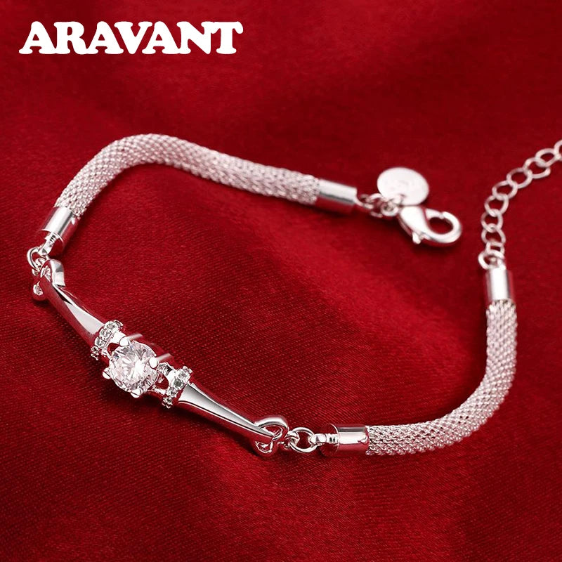 925 Silver Snake Chain Bracelet Women Girls Jewelry