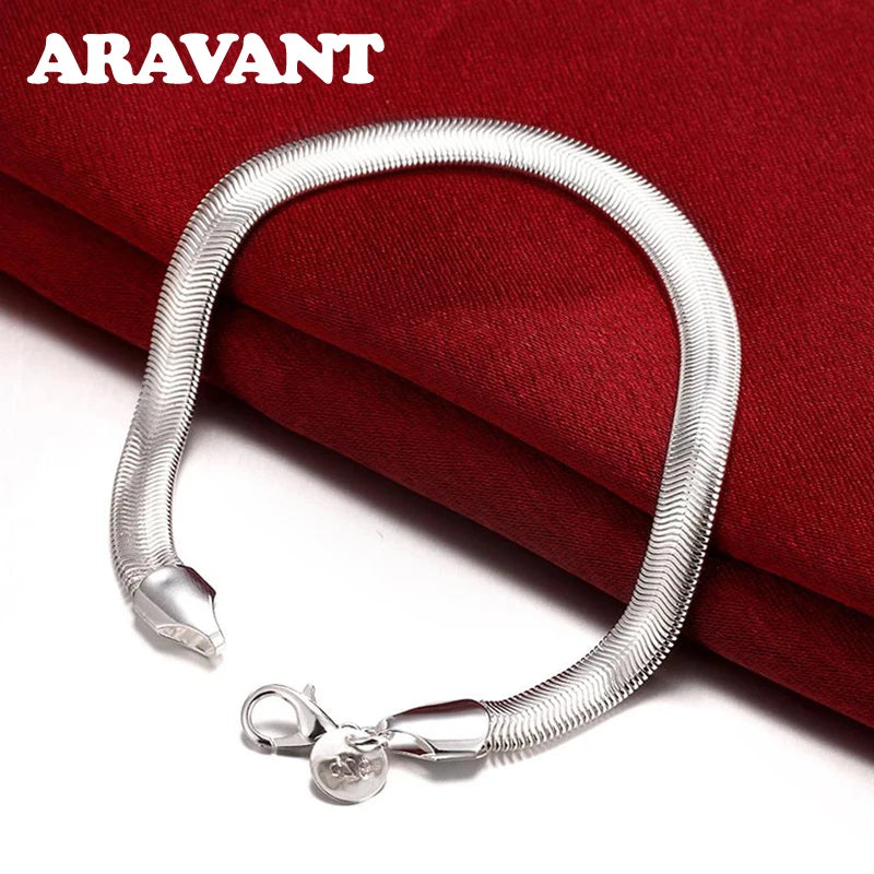 925 Silver Snake Chain Bracelet Women's Jewelry