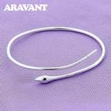 925 Silver Snake Open Cuff Bracelet Bangle Women Men Jewelry