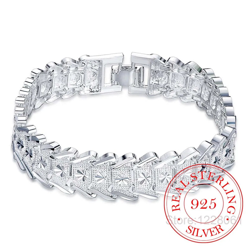 925 Silver Snowflake Bracelet Chunky Big Chain Bracelet for Men