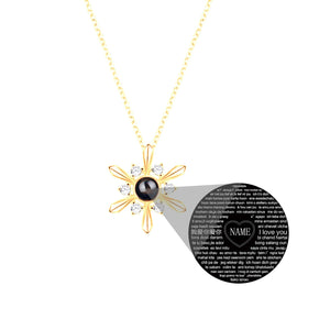 925 Silver Snowflake Projection Necklace for Women Couple