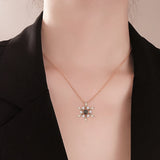 925 Silver Snowflake Projection Necklace for Women Couple