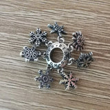 925 Silver Snowflake Spacer Beads for European Bracelet Jewelry