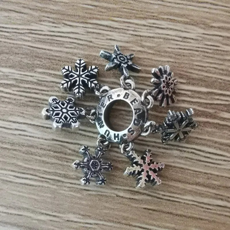 925 Silver Snowflake Spacer Beads for European Bracelet Jewelry