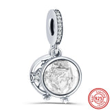 925 Silver Astronaut Star&Moon Charms Pendant Beads Bracelet Necklace DIY