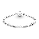 925 Silver Circle Clasp Snake Chain Bracelet for Women