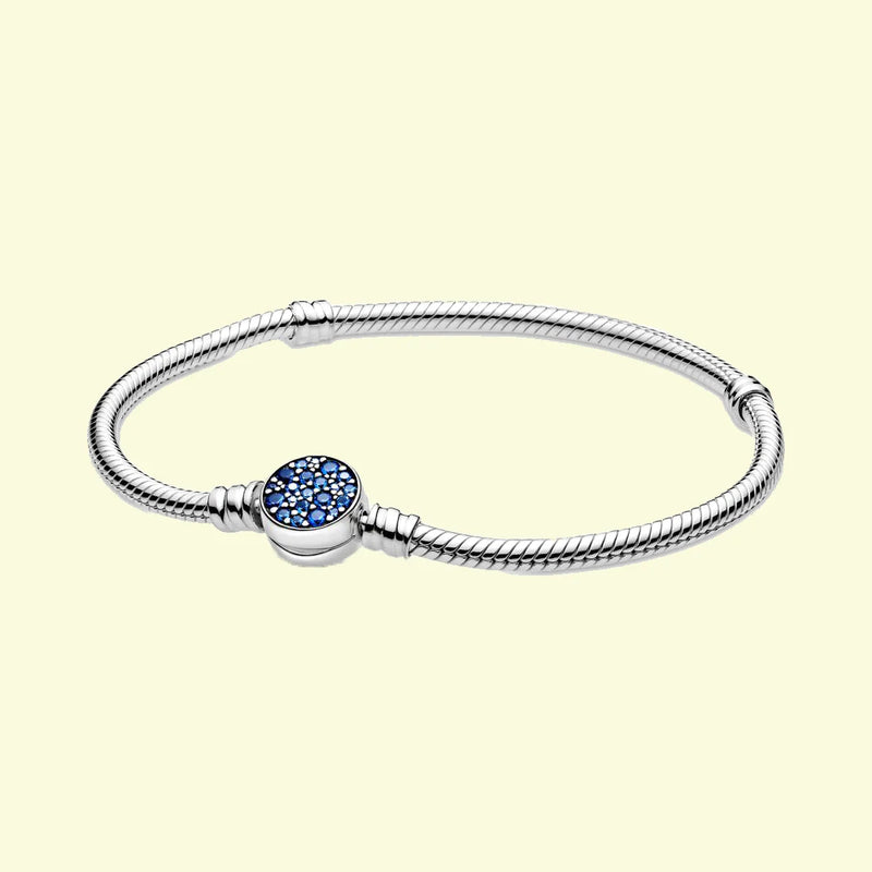 925 Silver Circle Clasp Snake Chain Bracelet for Women