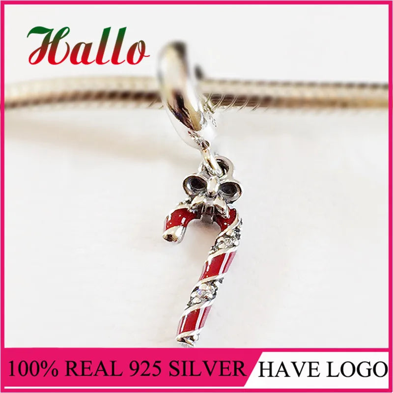 925 Silver Candy Cane Christmas Charms Dangle