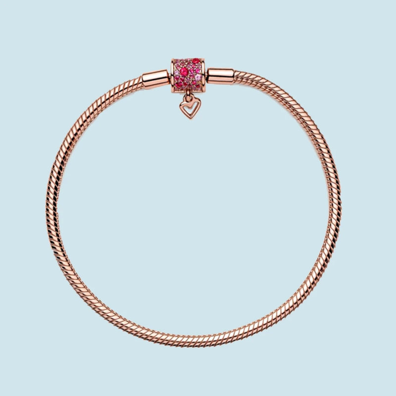 925 Silver Heart Clasp Bracelet for Women