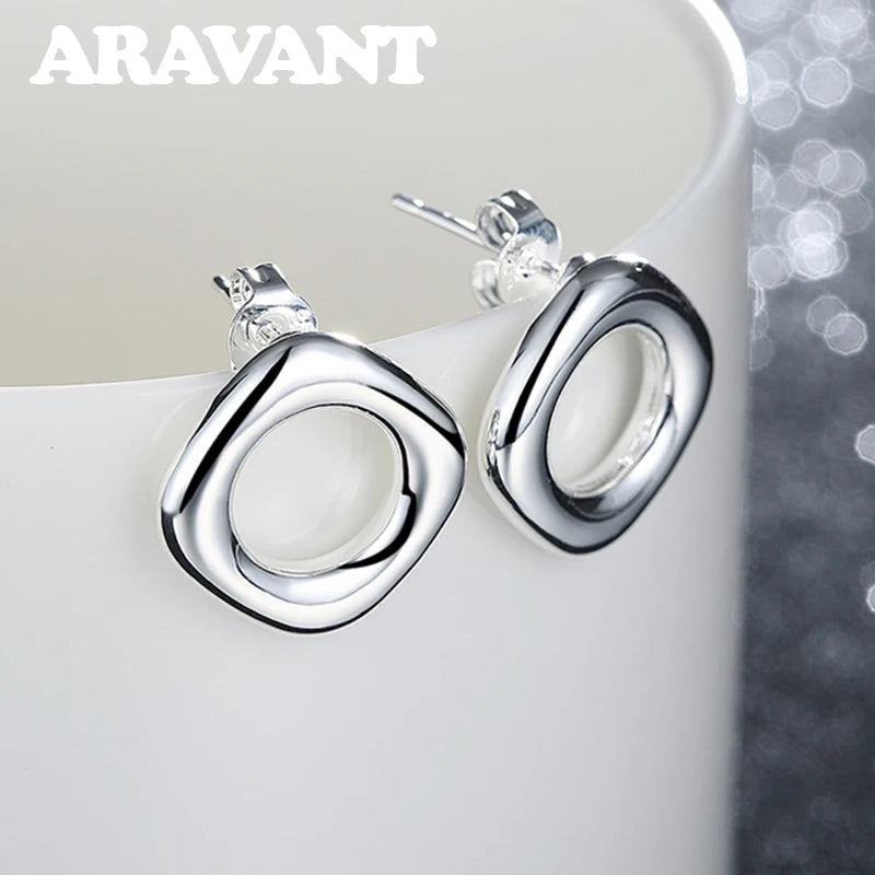 925 Silver Square Earrings For Women