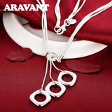 925 Silver Square Necklaces For Women Jewelry