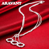 925 Silver Square Necklaces For Women Jewelry