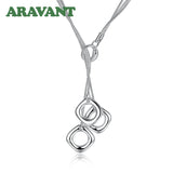 925 Silver Square Necklaces For Women Jewelry