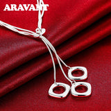925 Silver Square Necklaces For Women Jewelry