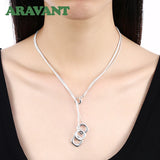 925 Silver Square Necklaces For Women Jewelry