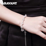 925 Silver Square Zircon Bracelet Chains For Women