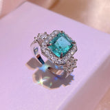 Women's 925 Silver Green Zircon Wedding Bridal Ring