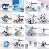 925 Silver Star Eyes Fatima Hamsa Hand Moon Beads Bracelet