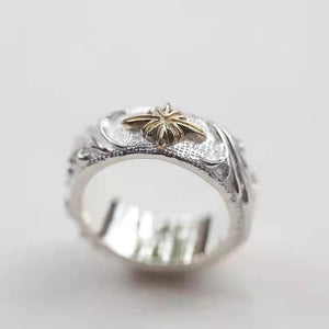 925 Silver Star Fire Liao Retro Couple Ring Jewelry