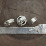 925 Silver Star Fire Liao Retro Couple Ring Jewelry