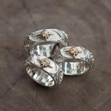925 Silver Star Fire Liao Retro Couple Ring Jewelry