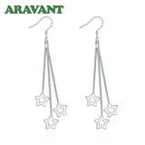 925 Silver Star Long Chain Drop Earrings For Women