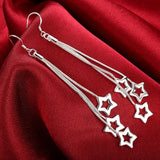 925 Silver Star Long Chain Drop Earrings For Women